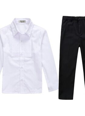 纯黑色藏青儿童装演出服白衬衫