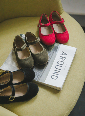 NJ童品 韩国bz童鞋气质基础款魔术贴儿童女童公主鞋学生皮鞋 y091