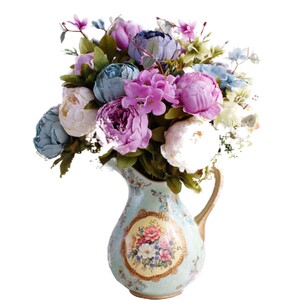 仿真牡丹花假花绢花花束欧式客厅摆件餐桌书房花艺装饰婚庆摄影