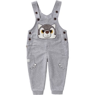 小数点童装男宝宝背带春裤秋男童儿童婴儿小童刺绣背带裤双层