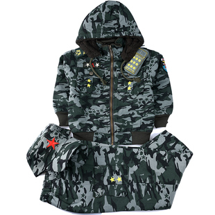 新款冬装儿童迷彩服套装男童加绒厚休闲棉服运动装小孩特种兵军装