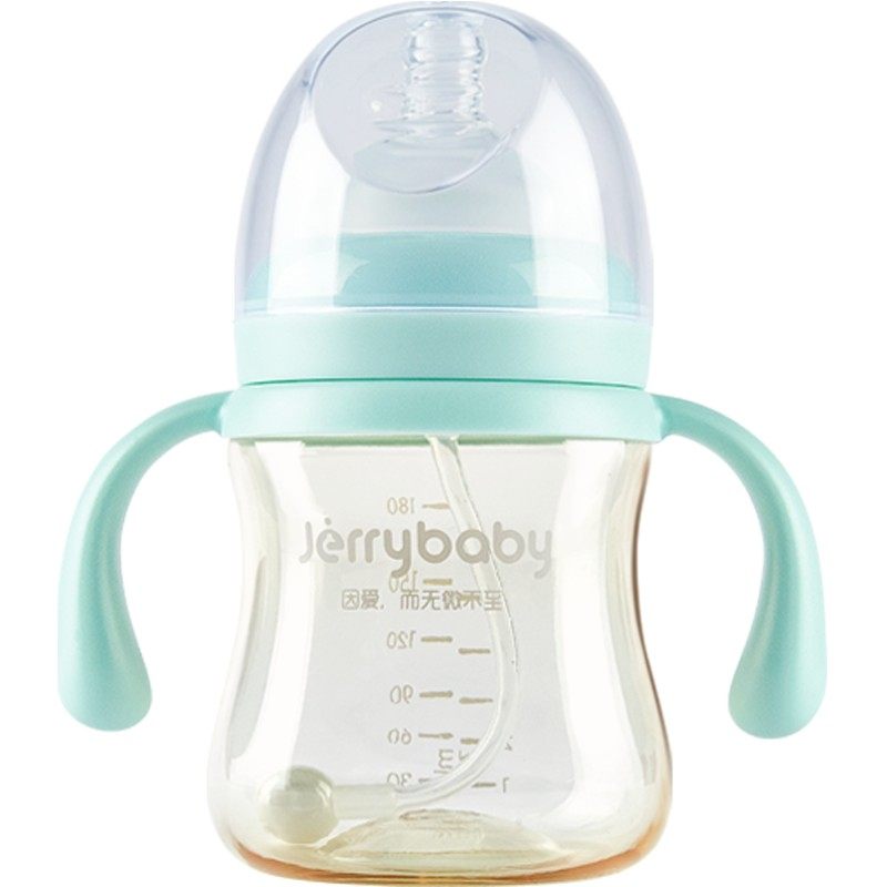 Jerrybaby新生婴儿奶瓶大宝宝ppsu耐摔防摔鸭嘴吸管式杯断奶神器