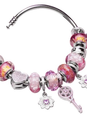 粉色樱花蛇骨链琉璃珠