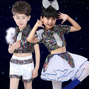 儿童演出服爵士舞蹈现代亮片新款幼儿园表演服装女孩蓬蓬裙子公主