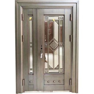 农村自建房锌合金别墅大门家用双开子母防盗门乡村入户对开进户门