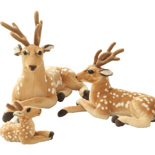 仿真梅花鹿毛绒玩具麋鹿小鹿玩偶马达圣诞节长颈鹿公仔布娃娃礼物