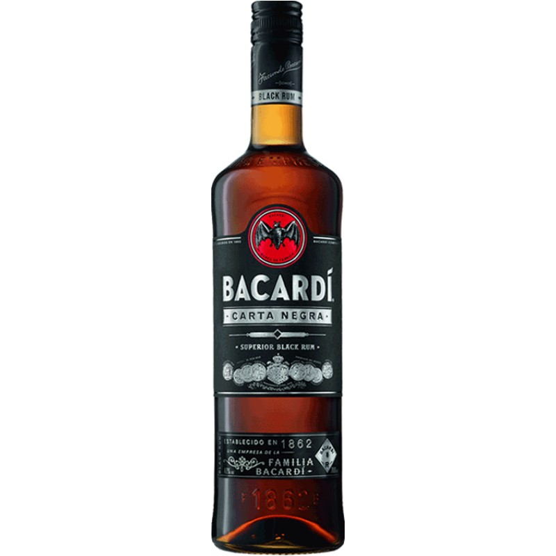 御玖轩 洋酒 BACARDI 百加得黑朗姆酒750ml 兰姆酒烘培鸡尾酒