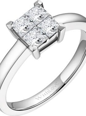 WithLove18K金公主方钻戒定制