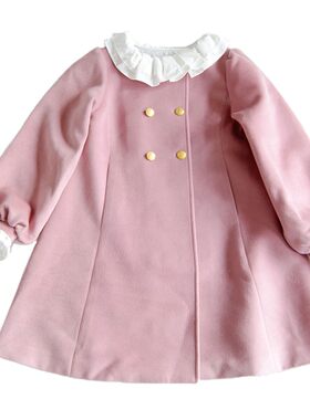 dolly原创风荷叶边冬季毛呢大衣