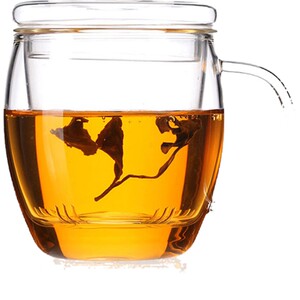 加厚款热销龙胆杯手工艺耐热玻璃杯三件套杯花茶杯办公杯 500ml