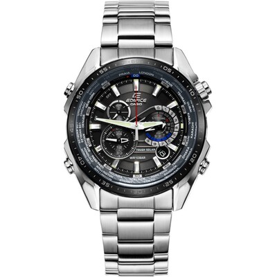 卡西欧光能五马达防水钢带男手表