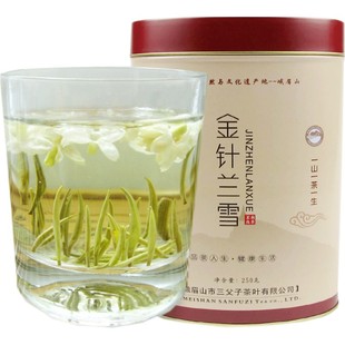 2025新茶四川峨眉山金针兰雪特级三父子飘雪类茉莉花茶叶250g包邮