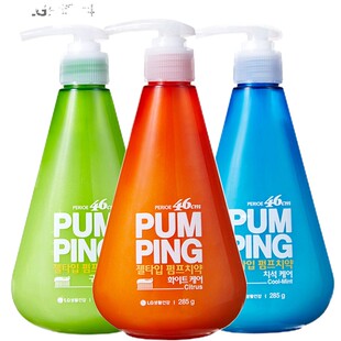 LG韩国进口倍瑞傲派缤pumping成人牙膏*3瓶 按压式 去口臭气包邮