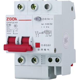 空气开关带漏电保护器低压漏电断路器家用DZ47LE2P漏保空开220V