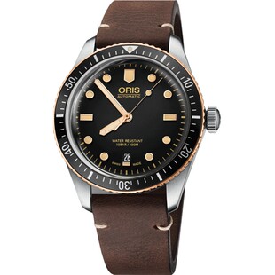 ORIS豪利时65年复刻版潜水系列黑盘小青铜圈皮带瑞士自动机械男表