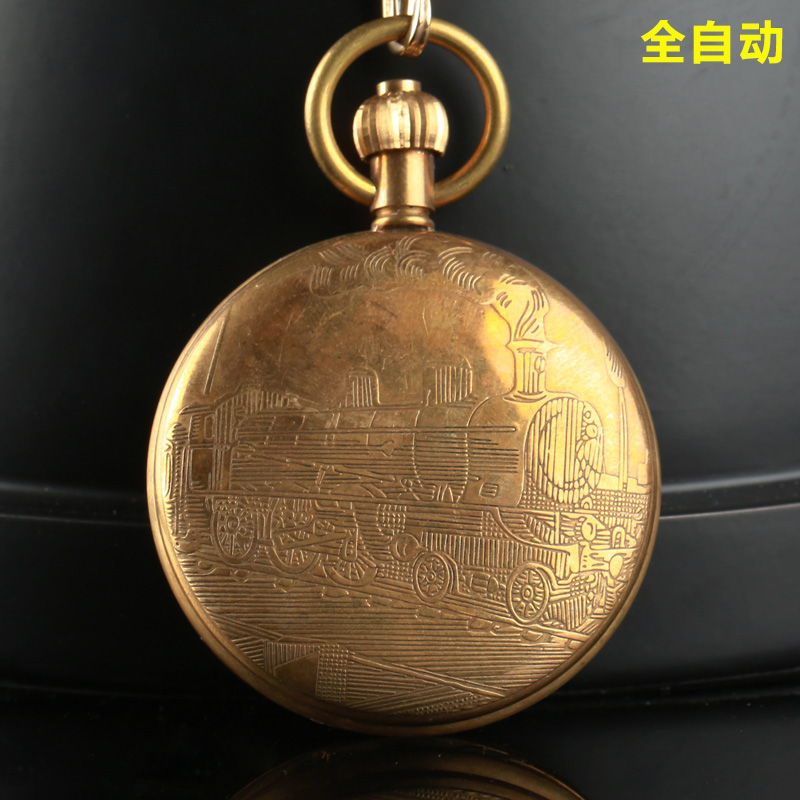 全自动机械怀表纯铜男女复古翻盖怀旧定制照片刻字项链表古董挂表