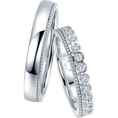 18K金钻石Zbird情侣结婚戒指