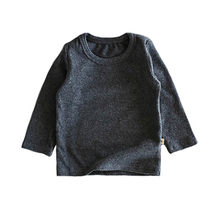 ins大地色系儿童纯棉软糯打底衫宝宝男女圆领长袖T恤衫居家秋冬新