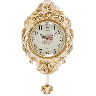 丽盛欧式挂钟静音客厅复古时钟摇摆挂表创意田园装饰家用石英钟表