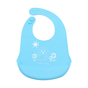 2018kacakid硅胶印花围兜婴幼儿饭兜围嘴卡通防水按扣可调口水兜