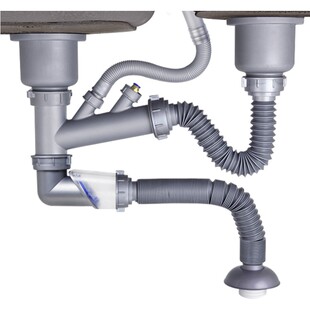 潜水艇洗菜盆下水管配件厨房双槽排水管道水槽下水器洗碗池子套装