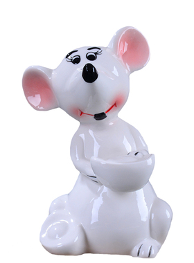 陶瓷摆件白色吉祥招财狗