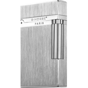 法国ghorse正品男朗声打火机定制防风充气复古超薄个性纯黄铜砂轮