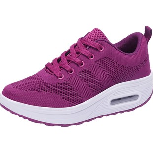 鞋子女飞织摇摇鞋网面透气运动休闲鞋女厚底妈妈鞋旅游鞋冬季新款