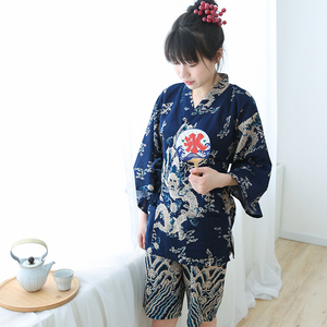 秋冬中式汉服睡衣 龙袍汗蒸桑拿大码睡衣 情侣浴袍男女汉服两件套