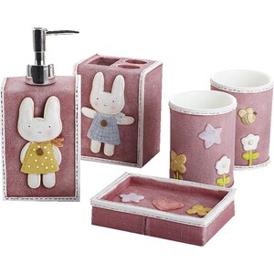 树脂兔可爱卫生间浴室洗具洗漱用品套卫浴5件套浴室柜套件洁具件