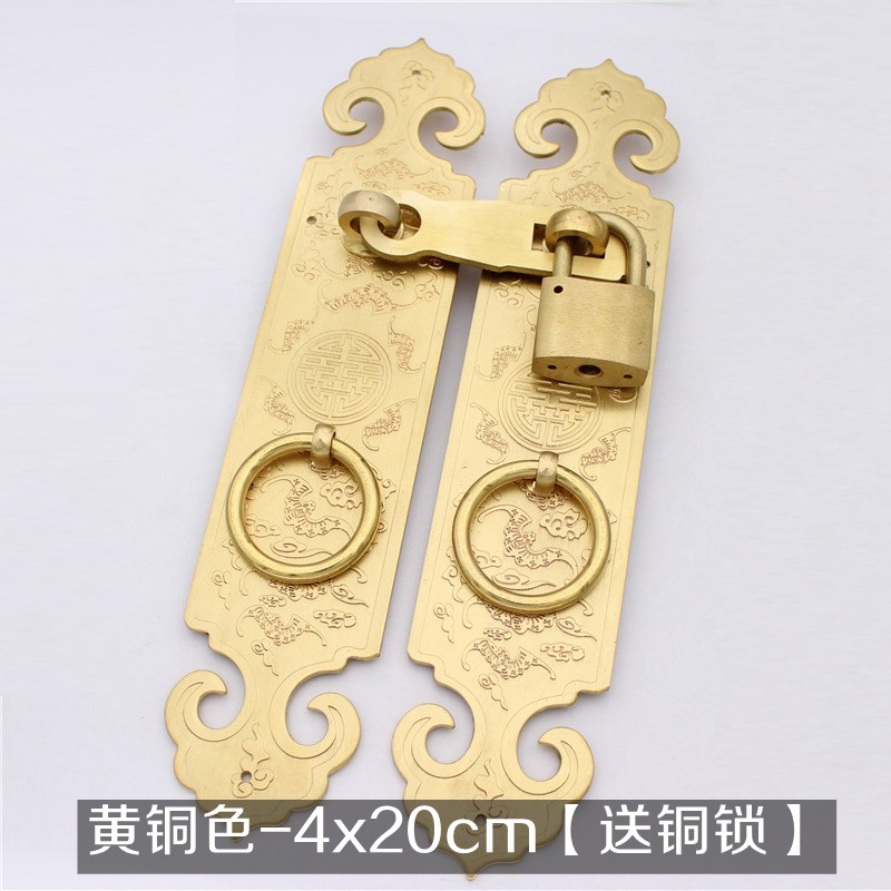 插销锁中式纯铜搭扣锁门扣老式大门栓包邮挂锁门闩明装仿古代锁i.