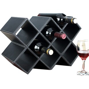 酒瓶架红酒架子 葡萄酒架木 客厅创意摆件酒柜装饰菱形网格子欧式