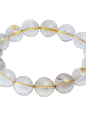 梦克拉  钛金发晶手链金发晶手链 臻言黄发钛晶手串 玉石