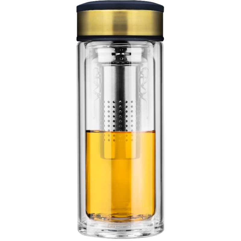万象办公透明茶漏礼盒装玻璃水杯