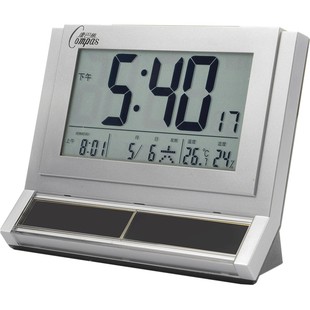 康巴丝电波闹钟无声静音背光光动能创意电波钟客厅书房