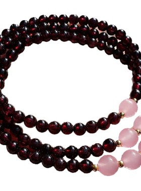 石榴石多圈生日礼物甜美风手串