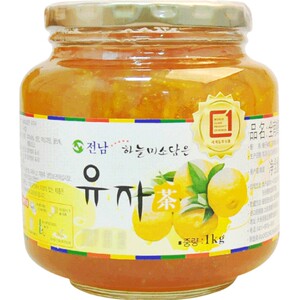 韩国原装进口全南蜂蜜柚子茶1kg*2罐 水果酱罐装果味茶喝的冲饮品