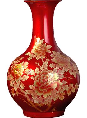 景德镇陶瓷器红色中式风工艺品