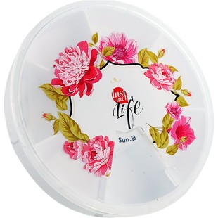 便携一周小药盒 圆形迷你7格放药片小盒子 旅游分装药丸盒收纳盒