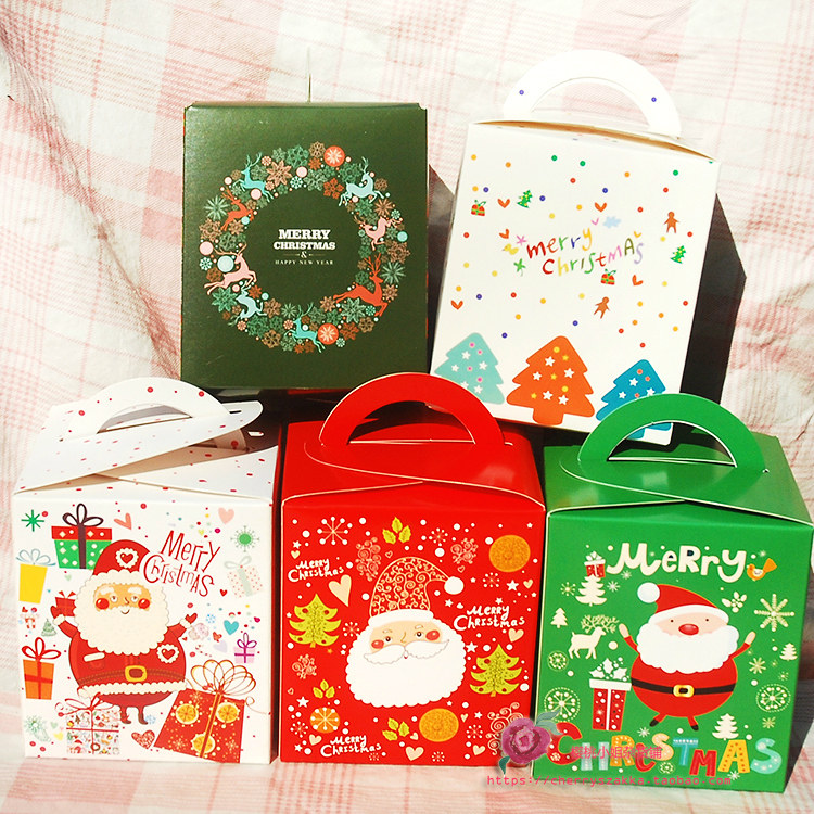 5个圣诞节可爱卡通老人麋鹿方形礼物礼品盒新年糖果零食包装纸盒