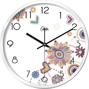 康巴丝钟表挂钟客厅卧室静音扫描金属石英钟创意简约蓝花壁钟136