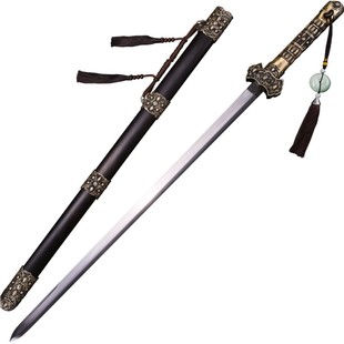 龙泉市泉字号宝剑富贵唐剑唐草剑铜柄八面百炼钢特殊凤尾纹未开刃