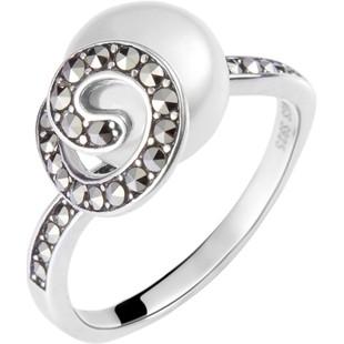 MGS曼谷银白珍珠食指戒指女款S925银指环女小众设计优雅简约气质