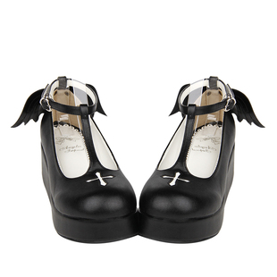 Angelic imprint新款Lolita鞋松糕小圆头高跟厚底翅膀公主鞋 8461
