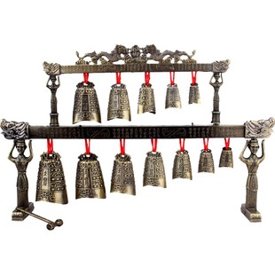 中式合金演奏乐器仿古双层编钟模型摆件工艺品婚庆影视道具