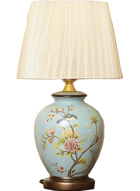 美式花鸟陶瓷台灯摆件温馨