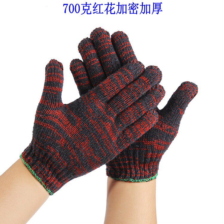手套劳保60双加厚耐磨纯棉纱劳动手套工地干活修理棉线防滑手套