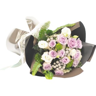 有间花店海洋之歌紫玫七夕情人节花束韩式上海鲜花速递同城配送