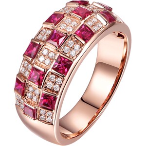 米莱彩宝 天然鸽血红红宝石戒指 18K金镶钻 支持定制