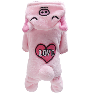 包邮珊瑚绒可爱小猪厚款狗狗衣服